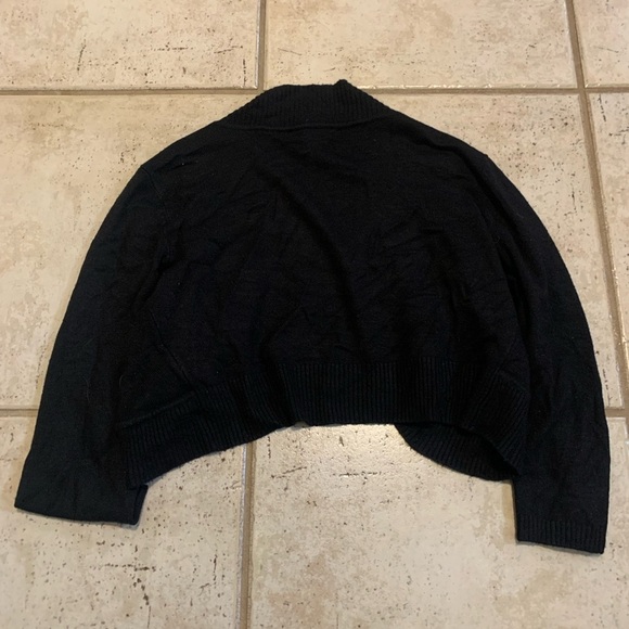 River Island Black Ribbed Cropped Shrug Cardigan - Size S/P - Picture 2 of 5